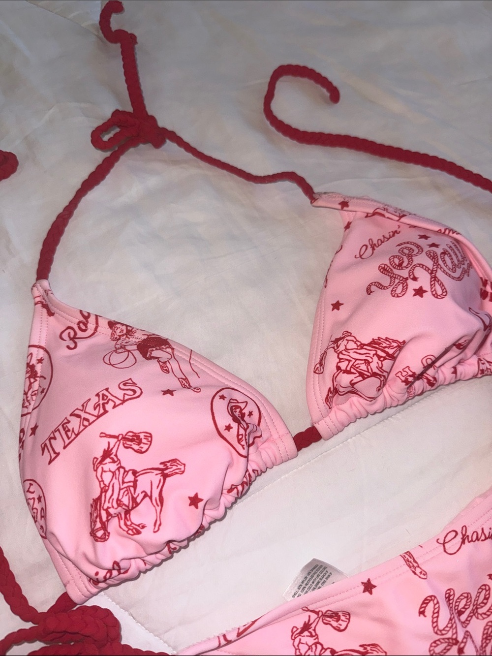 Cowgirl Pink/Red Texas Triangle Bikini from Wild Fable